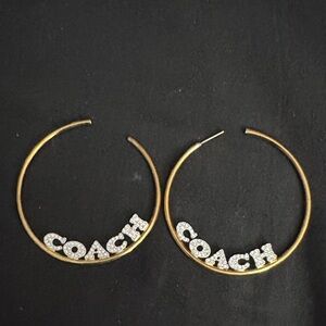 Coach Gold Hoop Earrings with Sparkling Accents